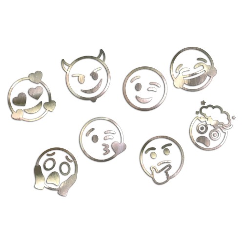 Naklejki EMOTKI EMOJI - Zestaw 8 Sztuk - Na Auto / Szybę / Laptop - chrom
