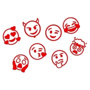 Naklejki EMOTKI EMOJI - Zestaw 8 Sztuk - Na Auto / Szybę / Laptop - czerwony neon