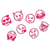 Naklejki EMOTKI EMOJI - Zestaw 8 Sztuk - Na Auto / Szybę / Laptop - różowy neon