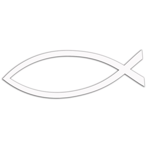 Naklejka RYBA JEZUS ICHTHYS - Symbol Chrześcijański - Na Auto / Klapę - biała