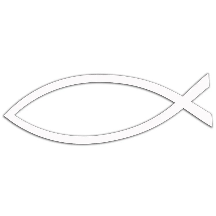 Naklejka RYBA JEZUS ICHTHYS - Symbol Chrześcijański - Na Auto / Klapę - biała