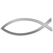 Naklejka RYBA JEZUS ICHTHYS - Symbol Chrześcijański - Na Auto / Klapę - srebrna