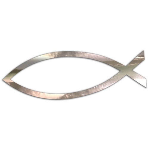 Naklejka RYBA JEZUS ICHTHYS - Symbol Chrześcijański - Na Auto / Klapę - chrom