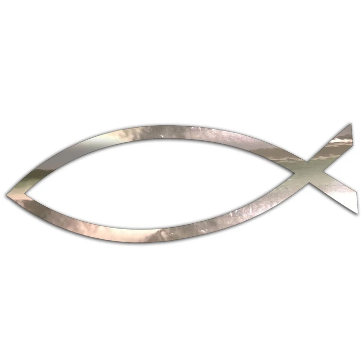 Naklejka RYBA JEZUS ICHTHYS - Symbol Chrześcijański - Na Auto / Klapę - chrom