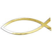 Naklejka RYBA JEZUS ICHTHYS - Symbol Chrześcijański - Na Auto / Klapę - złoty chrom