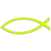 Naklejka RYBA JEZUS ICHTHYS - Symbol Chrześcijański - Na Auto / Klapę - żółta neon