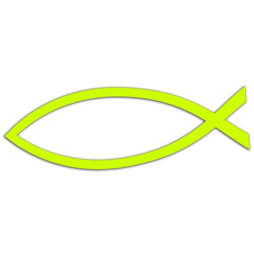 Naklejka RYBA JEZUS ICHTHYS - Symbol Chrześcijański - Na Auto / Klapę - żółta neon