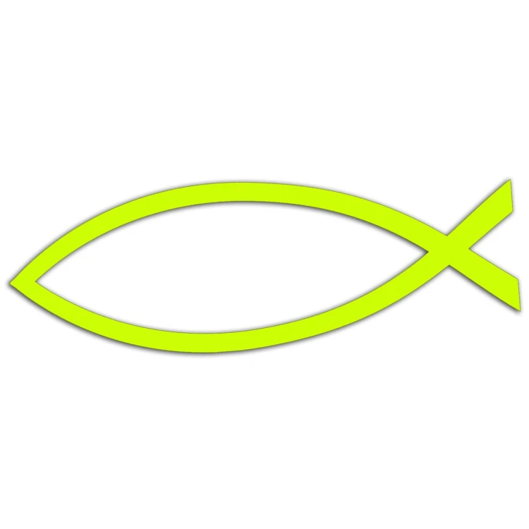 Naklejka RYBA JEZUS ICHTHYS - Symbol Chrześcijański - Na Auto / Klapę - żółta neon