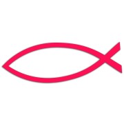 Naklejka RYBA JEZUS ICHTHYS - Symbol Chrześcijański - Na Auto / Klapę - różowa neon