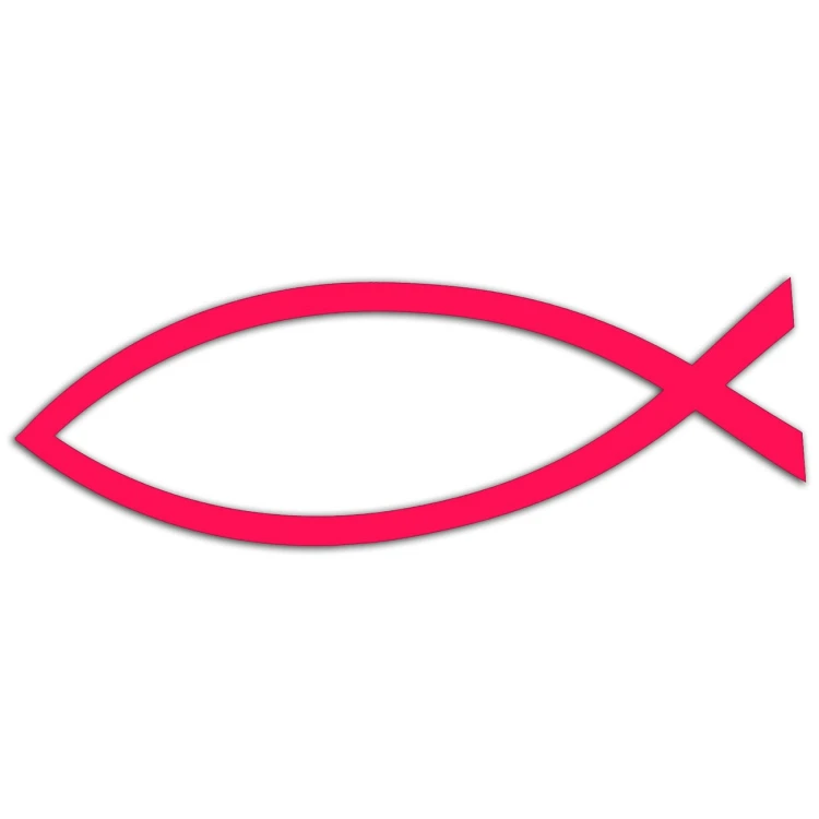 Naklejka RYBA JEZUS ICHTHYS - Symbol Chrześcijański - Na Auto / Klapę - różowa neon