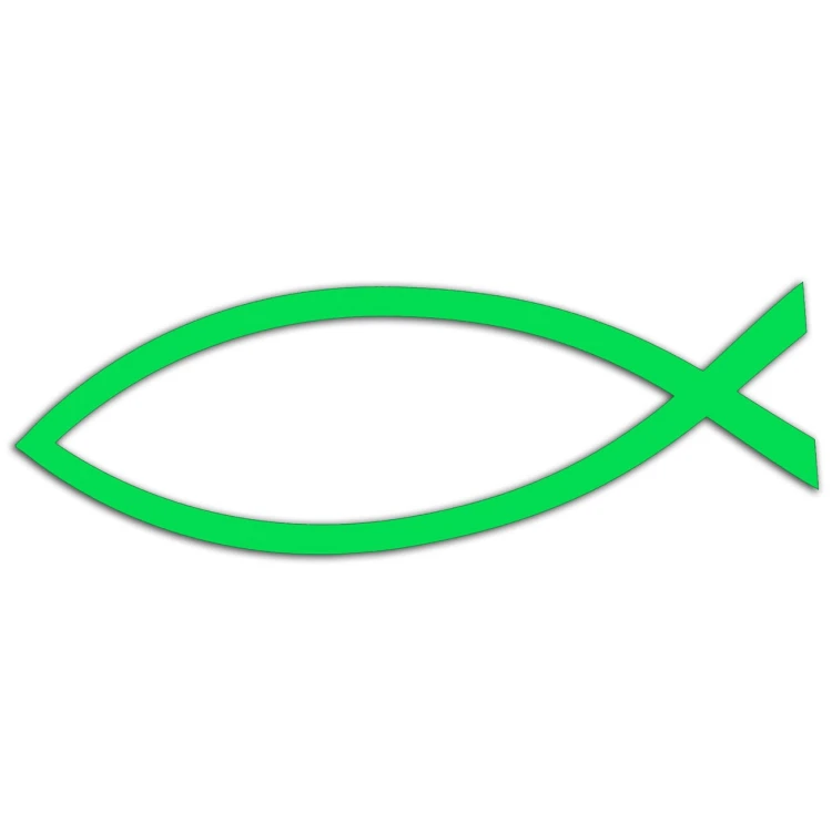 Naklejka RYBA JEZUS ICHTHYS - Symbol Chrześcijański - Na Auto / Klapę - zielona neon