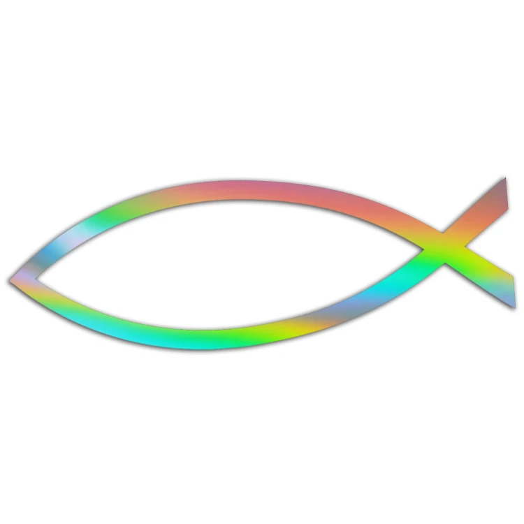 Naklejka RYBA JEZUS ICHTHYS - Symbol Chrześcijański - Na Auto / Klapę - holograficzna