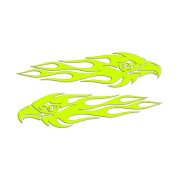 Naklejki ORZEŁ W PŁOMIENIACH - Zestaw Lewa + Prawa - Na Auto / Moto - żółty neon