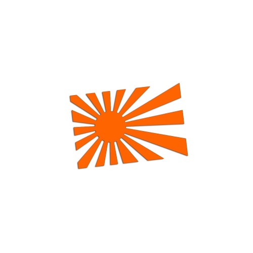Naklejka JAPONIA RISING SUN - Wschodzące Słońce JDM - Na Auto / Szybę - pomarańczowy neon