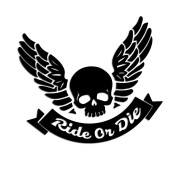 Naklejka RIDE OR DIE Czaszka ze Skrzydłami - Na Auto / Moto / Kask - Czarna