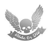 Naklejka RIDE OR DIE Czaszka ze Skrzydłami - Na Auto / Moto / Kask - srebrna