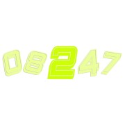 Naklejka na auto motocykl cyfry wyścigowe - numer startowy styl sportowy - żółty neon