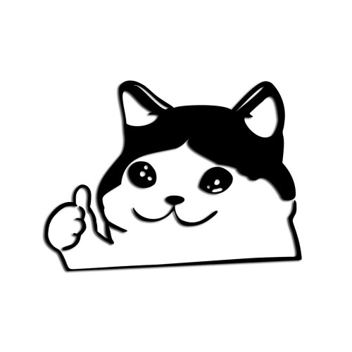 Naklejka SMUTNY KOT Z KCIUKIEM W GÓRĘ - Mem Crying Cat - Na Auto / Laptop - czarna