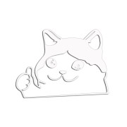Naklejka SMUTNY KOT Z KCIUKIEM W GÓRĘ - Mem Crying Cat - Na Auto / Laptop - biała