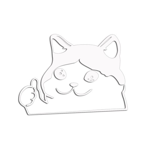 Naklejka SMUTNY KOT Z KCIUKIEM W GÓRĘ - Mem Crying Cat - Na Auto / Laptop - biała