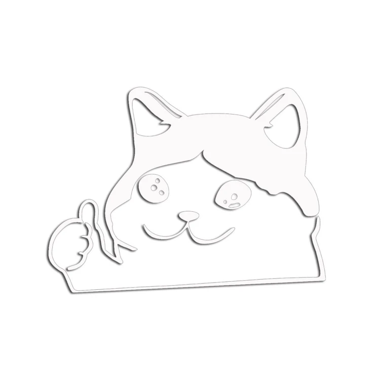 Naklejka SMUTNY KOT Z KCIUKIEM W GÓRĘ - Mem Crying Cat - Na Auto / Laptop - biała