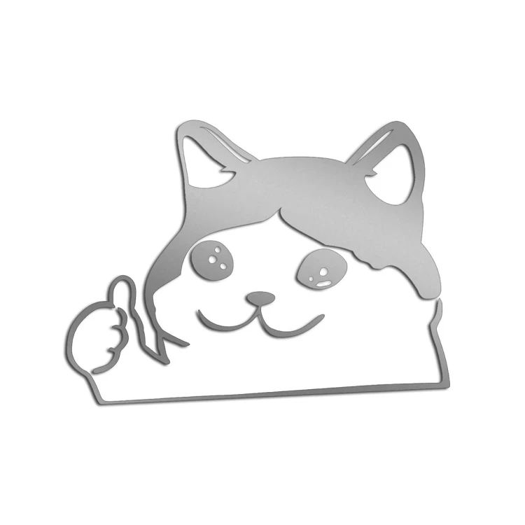 Naklejka SMUTNY KOT Z KCIUKIEM W GÓRĘ - Mem Crying Cat - Na Auto / Laptop - srebrna