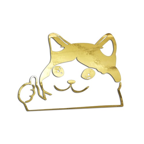 Naklejka SMUTNY KOT Z KCIUKIEM W GÓRĘ - Mem Crying Cat - Na Auto / Laptop - złoty chrom