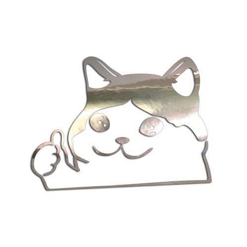 Naklejka SMUTNY KOT Z KCIUKIEM W GÓRĘ - Mem Crying Cat - Na Auto / Laptop - chrom