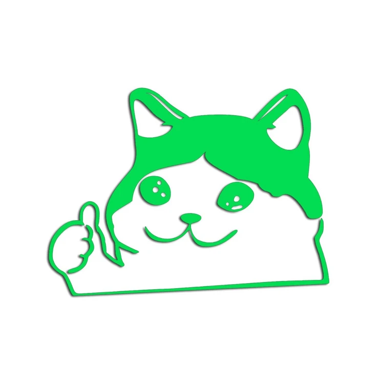 Naklejka SMUTNY KOT Z KCIUKIEM W GÓRĘ - Mem Crying Cat - Na Auto / Laptop - zielony neon