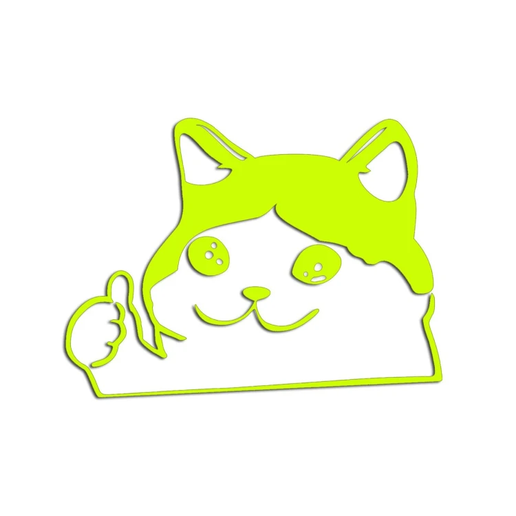 Naklejka SMUTNY KOT Z KCIUKIEM W GÓRĘ - Mem Crying Cat - Na Auto / Laptop - żółty neon