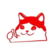 Naklejka SMUTNY KOT Z KCIUKIEM W GÓRĘ - Mem Crying Cat - Na Auto / Laptop - czerwony neon