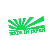 Naklejka na auto Made in Japan Rising Sun - pasuje do Subaru Honda Nissan Mazda - zielony neon