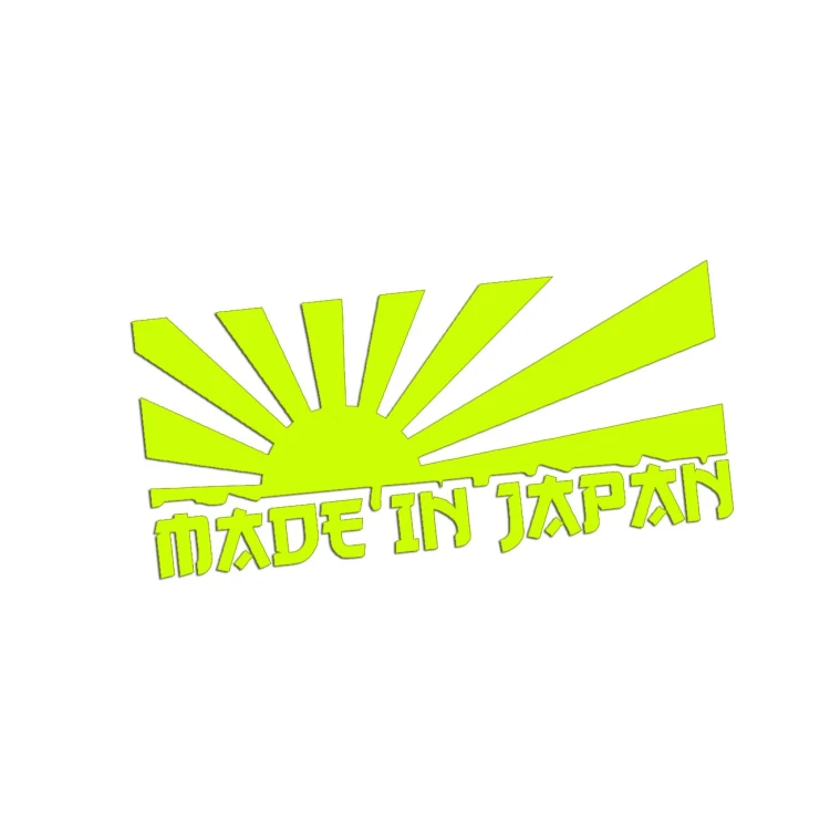 Naklejka na auto Made in Japan Rising Sun - pasuje do Subaru Honda Nissan Mazda - żółty neon