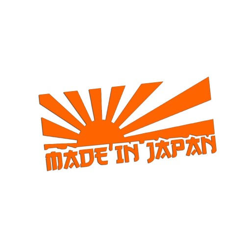 Naklejka na auto Made in Japan Rising Sun - pasuje do Subaru Honda Nissan Mazda - pomarańczowy neon