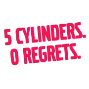 Naklejka 5 CYLINDERS 0 REGRETS - Dla Fanów R5 Volvo / Audi - różowy neon