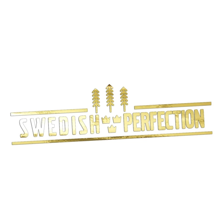 Naklejka na auto Swedish Perfection - pasuje do Saab Scania Volvo - złoty chrom