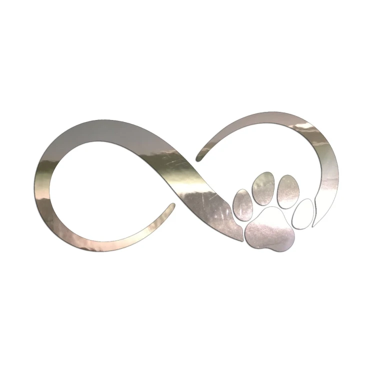 Naklejka ZNAK NIESKOŃCZONOŚCI - łapka pieska lub kotka - Infinity - chrom