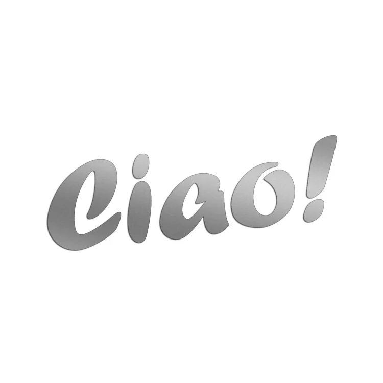 Naklejka CIAO! Włoski Napis - Dla Fanów Alfa Romeo / Fiat / Vespa - Na Auto / Szybę - srebrna
