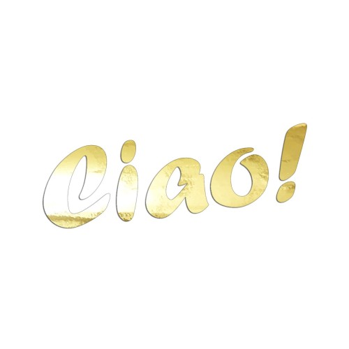 Naklejka CIAO! Włoski Napis - Dla Fanów Alfa Romeo / Fiat / Vespa - Na Auto / Szybę - złoty chrom