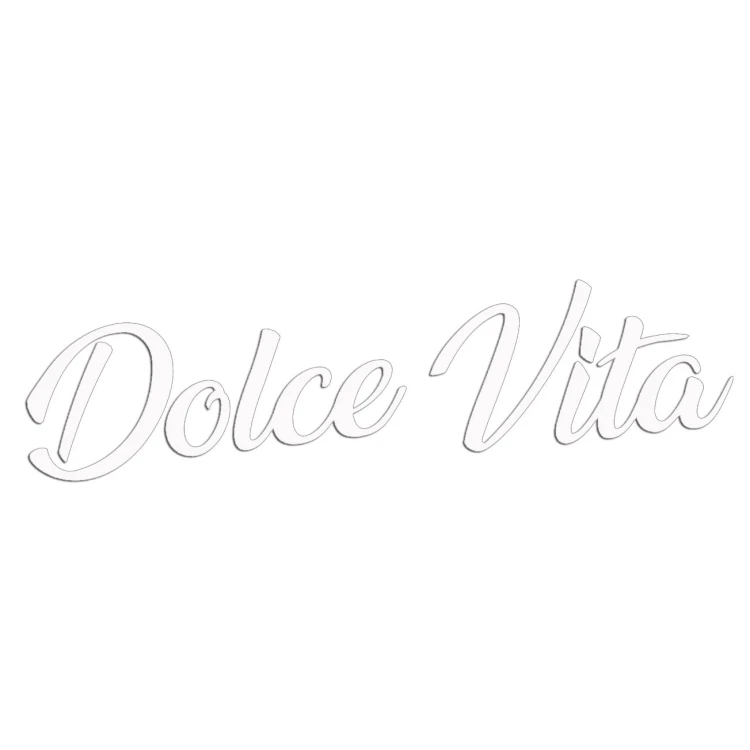 Naklejka DOLCE VITA Włoski Napis - Dla Fanów Alfa Romeo / Fiat / Vespa - Na Auto / Szybę - biała