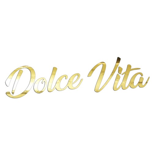 Naklejka DOLCE VITA Włoski Napis - Dla Fanów Alfa Romeo / Fiat / Vespa - Na Auto / Szybę - złoty chrom