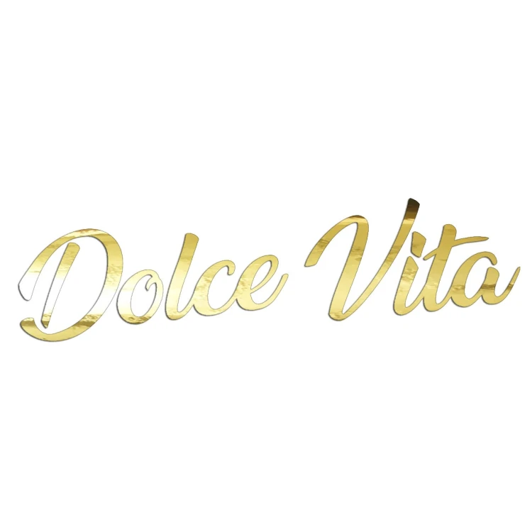 Naklejka DOLCE VITA Włoski Napis - Dla Fanów Alfa Romeo / Fiat / Vespa - Na Auto / Szybę - złoty chrom