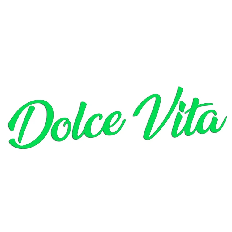 Naklejka DOLCE VITA Włoski Napis - Dla Fanów Alfa Romeo / Fiat / Vespa - Na Auto / Szybę - zielony neon