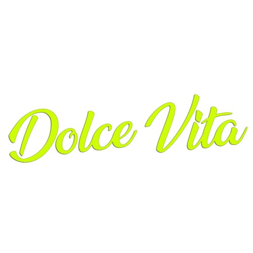 Naklejka DOLCE VITA Włoski Napis - Dla Fanów Alfa Romeo / Fiat / Vespa - Na Auto / Szybę - żółty neon