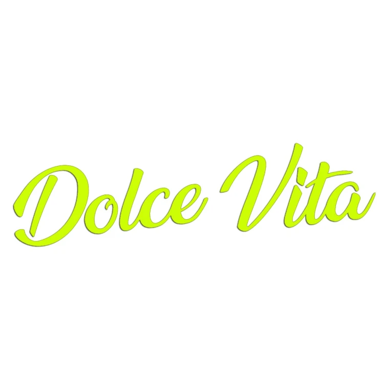 Naklejka DOLCE VITA Włoski Napis - Dla Fanów Alfa Romeo / Fiat / Vespa - Na Auto / Szybę - żółty neon