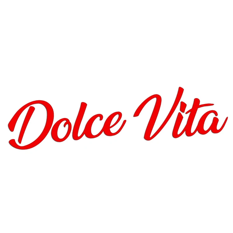 Naklejka DOLCE VITA Włoski Napis - Dla Fanów Alfa Romeo / Fiat / Vespa - Na Auto / Szybę - czerwony neon