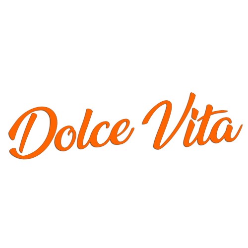 Naklejka DOLCE VITA Włoski Napis - Dla Fanów Alfa Romeo / Fiat / Vespa - Na Auto / Szybę - pomarańczowy neon