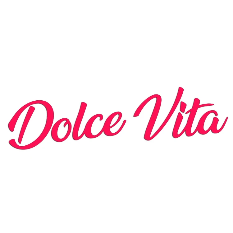 Naklejka DOLCE VITA Włoski Napis - Dla Fanów Alfa Romeo / Fiat / Vespa - Na Auto / Szybę - różowy neon