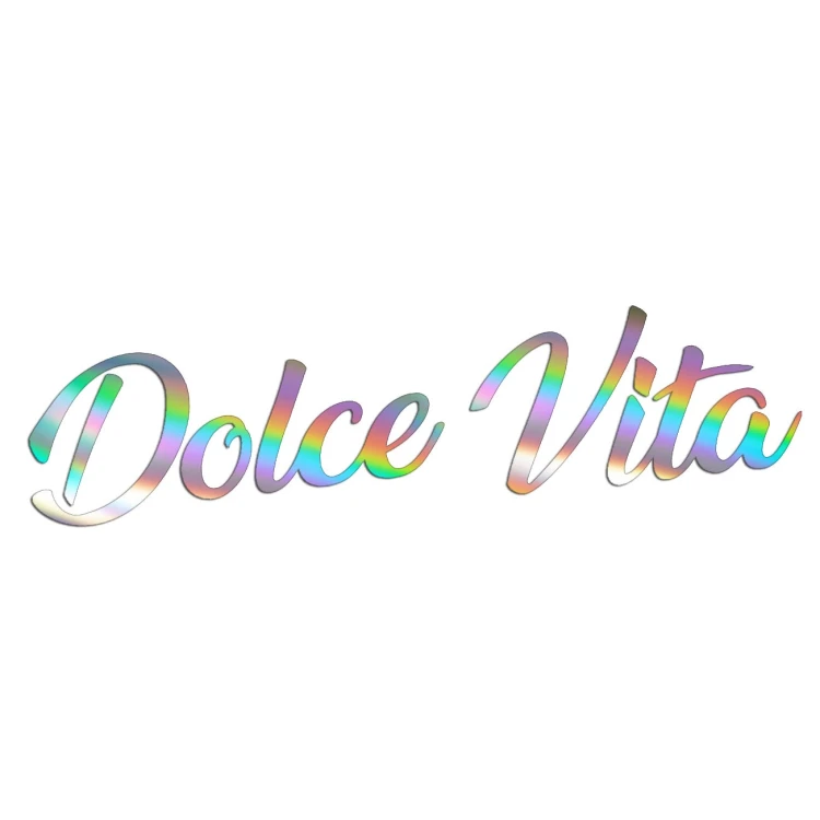 Naklejka DOLCE VITA Włoski Napis - Dla Fanów Alfa Romeo / Fiat / Vespa - Na Auto / Szybę - holograficzna