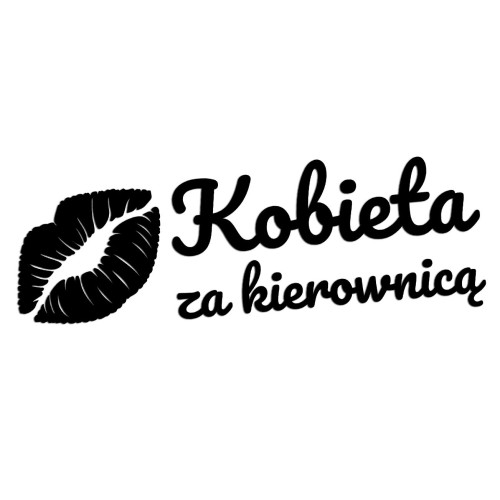 Naklejka KOBIETA ZA KIEROWNICĄ + Usta - Na Auto / Szybę - Czarna